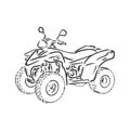 Vector engraved style illustration for posters, decoration and print. Hand drawn sketch of quad bike in black isolated Royalty Free Stock Photo