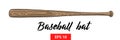 Vector engraved style illustration for posters, decoration and print. Hand drawn sketch of wood baseball bat isolated on white Royalty Free Stock Photo