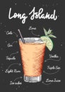 Vector engraved style Long Island alcoholic cocktail illustration for posters, decoration, logo and print. Hand drawn sketch with Royalty Free Stock Photo