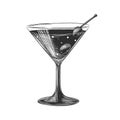 Vector engraved style Martini alcoholic cocktail illustration for posters, decoration, menu and print. Hand drawn sketch of drink Royalty Free Stock Photo