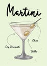 Vector engraved style Martini cocktail illustration for posters, decoration, logo, menu and print. Hand drawn sketch with Royalty Free Stock Photo