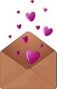 Vector. Envelope with a love message. Valentine`s Day. A heart.