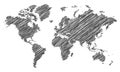 Vector EPS scribble world map on white background