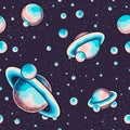 Vector eps10 seamless pattern with space illustrations.