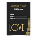 Valentines Day Poster. Black Design. Vector Illustration