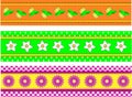 Vector EPS10 Three Flower Borders with Dots, Gingh