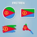 Vector of Eritrea country outline silhouette with flag set Royalty Free Stock Photo