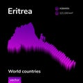 Vector Eritrea 3D map in violet colors on black background. Stylized map icon of Eritrea. Royalty Free Stock Photo