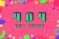 Vector 404 error not found phrase in pixel art 8 bit style Royalty Free Stock Photo