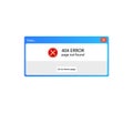 Vector 404 Error Po Up Window Message, User Interface Element, Retro Illustration. Royalty Free Stock Photo