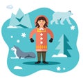 Vector Eskimo. Flat style colorful Cartoon illustration.