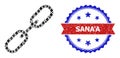 Diamond Composition Chain Link Icon and Grunge Bicolor Sana'A Stamp