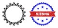 Jevel Mosaic Cogwheel Icon and Textured Bicolor Vienna Stamp Seal