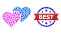 Jevel Mosaic Love Hearts Icon and Distress Bicolor Best Seal