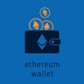 Vector ethereum wallet with coins