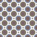 Vector ethnic boho pattern, mandala on a blue background. The circular blue oriental seamless pattern Royalty Free Stock Photo