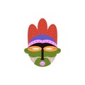 Vector ethnic mask of an African tribe with bright multicolored patterns and drawings Royalty Free Stock Photo