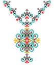 Vector Ethnic necklace Embroidery for fashion women. Pixel tribal pattern print design