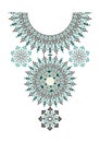 Vector Ethnic necklace Embroidery for fashion women. Pixel tribal pattern print or web design. jewelry, fabric. Royalty Free Stock Photo