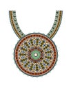 Vector Ethnic necklace Embroidery for fashion women. Pixel tribal pattern print or web design.