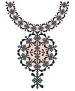 Vector Ethnic necklace Embroidery for fashion women. Pixel tribal pattern for print or web design. jewelry, necklace Royalty Free Stock Photo