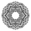 Vector ethnic Oriental circle ornament. White and black abstract floral mandala