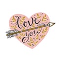Vector ethnic print design with arrow and heart. Love card for Valentine`s day.