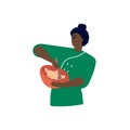 Vector ethnic woman Baker. Women to prepare to eat mixed foods. Illustration of the concept of an African woman Baker