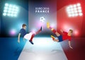 Vector euro 2016 France football championship with soccer players