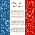 Vector Europe France travel concept with cartoon Royalty Free Stock Photo