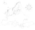 Vector European map outline silhouette Royalty Free Stock Photo