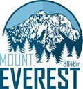 Vector Everest mountain logo. Emblem with highest peack in world. Royalty Free Stock Photo