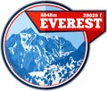 Vector Everest mountain logo. Emblem highest peack in world. Mountaineering label illustration.