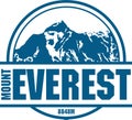 Ector Everest mountain logo. Emblem with highest peack in world. Mountaineering label illustration. Royalty Free Stock Photo