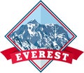 Vector Everest mountain logo. Emblem with highest peack in world. Mountaineering label illustration.