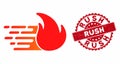 Express Fire Icon with Distress Rush Stamp