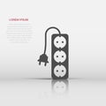 Vector extension cord sign icon in flat style. Electric power socket sign illustration pictogram. Power socket business concept Royalty Free Stock Photo