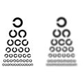 Vector Eye chart showing optometry test for visual acuity. Japanese vision test, ophthalmology and optometry services