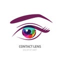 Vector eye illustration with colorful pupil. Royalty Free Stock Photo