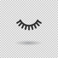 Vector eyelash. Lash icon. Close eye with shadow. Vector illustration