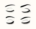 Vector eyelashes and eyebrows silhouettes