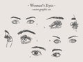 Vector eyes drawings set