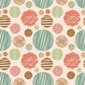 Vector fabric circles abstract seamless pattern