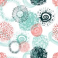 Vector fabric circles abstract seamless pattern background