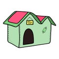 vector fabric house for animals in cartoon style.barkitecture on a white background
