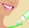 Vector face of girl and smile with ideal teeth for dental and stomatological illustrations