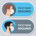 Vector face mask required sign horizontal set Royalty Free Stock Photo