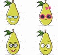 Vector face on a pear in an attractive style with sunglasses model