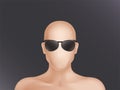 Vector faceless human model, head in black glasses Royalty Free Stock Photo