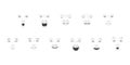 Vector faces expressions with different mood. Positive, negative feelings, happy, smiling, laughing, astonished